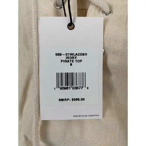 RE/DONE $395 NWT  PIRATE LACE-UP IVORY TOP SZ SMALL