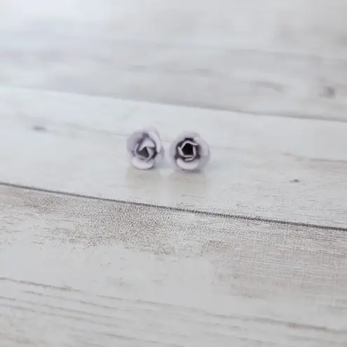 Vintage Stud Earrings Light Lilac Small Rose Purple