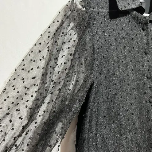 Andrew Marc Blouse Top Women's Small Black Polka Dot Lined Collared Button-Up - Image 2