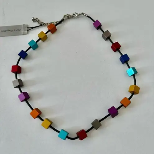 Colorful cubed necklace on cord