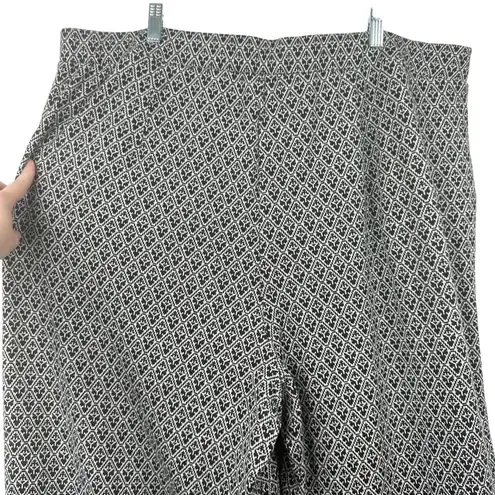 Eloquii B&W Knit Design Wide Leg Pull On Crop Pants Career Pockets Plus Size 22