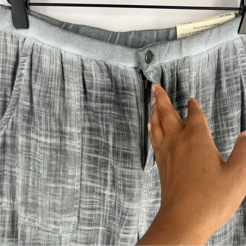 Soft Surroundings Petite Raleigh Gray Gauze Cotton Wide Leg Flounce Hem Pants M