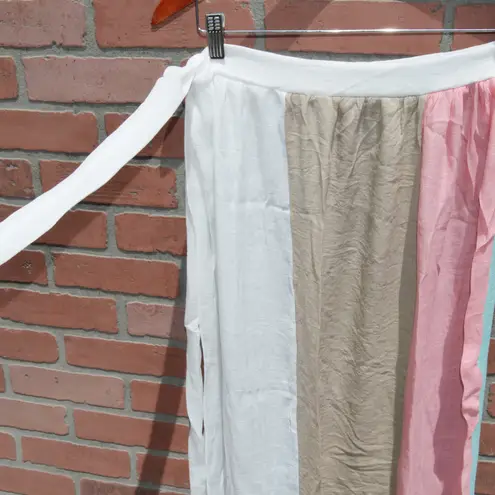 Colorblock Bikini Cover Up Side Tie Beach Skirt Size M