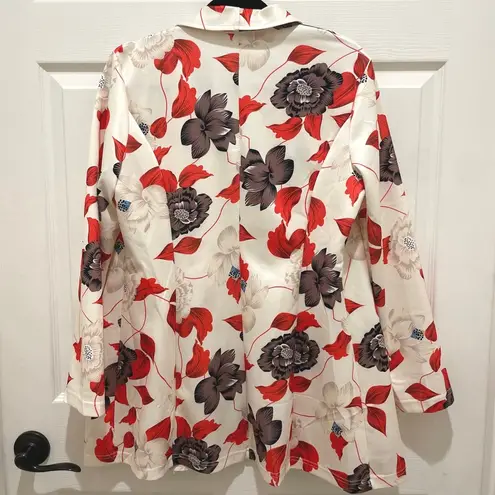 Boutique Cream Floral Open Front Blazer Large