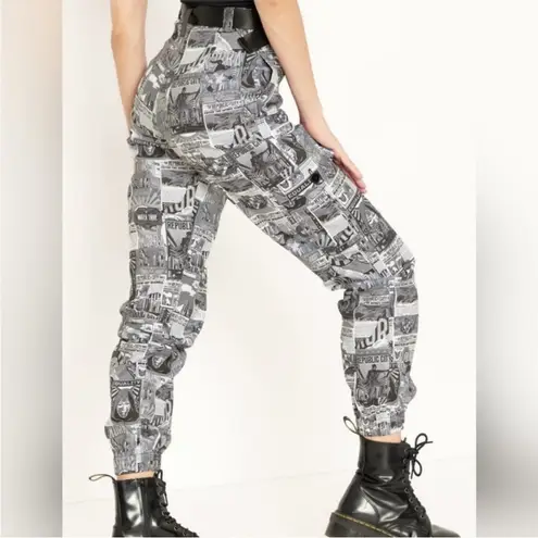 Blackmilk X Avatar Korra Republic City News Cargo Pants Joggers: Black White