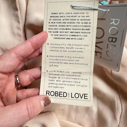 Robed with Love Pink Hildy Robe Short Tie Belt Satin Floral Sheer Size Medium M