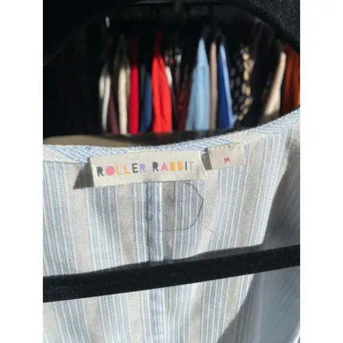 Roller Rabbit Striped Open Blue Tunic Mini Dress Medium Preppy Scandigirl Beach