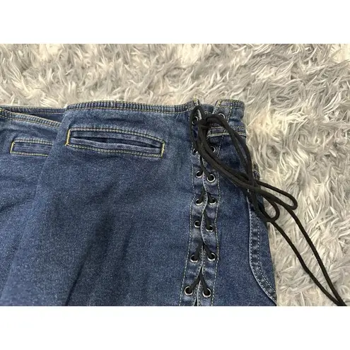 Jeanology Lace Up Side y2k 90s Hippie Women’s Juniors Flare Blue Jeans Size 8