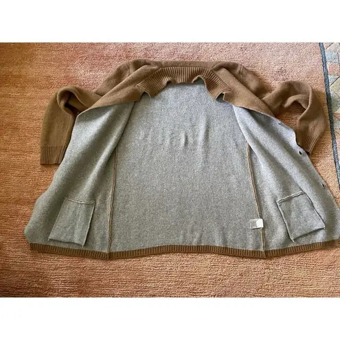 Paul Taylor Men’s Italy Wool Blend Camel Brown Long Cardigan Three Button Size M - Image 5