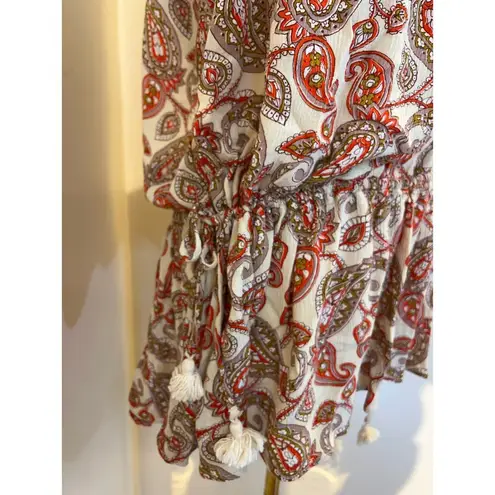 Show Me Your Mumu  Lasso Mini Dress Paisley Print Tassels Open Back Halter S