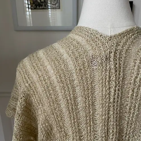 Vintage Glentex Tan Gold Shrug Sweater Tie Front Cardigan Open Weave OSFM S M Size M
