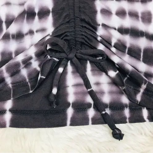 MONROW Cropped Tie Dye Babydoll Tee Short Sleeve Drawstring Gray Size XS New