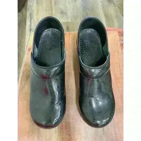 Sanita Signature Original Black Sparkle Glitter Patent Leather Danish Clog,sz 39