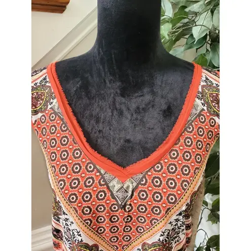 love on a hanger  Women Orange 100% Polyester V Neck Sleeveless Top Blouse Size L