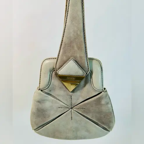 Botkier Grey Leather Looped Small Wristlet Bag RARE Origami Style