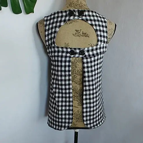 Lucy Love Open Back Black White Checkered Top