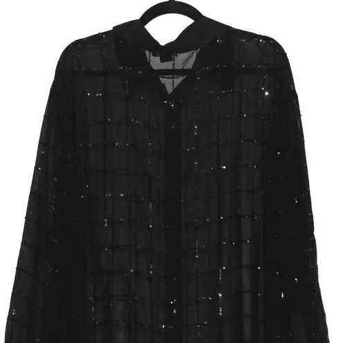 Rinku Dalamal Sequin Shirt Dress Size XL Rdalamal for Anthropologie Black