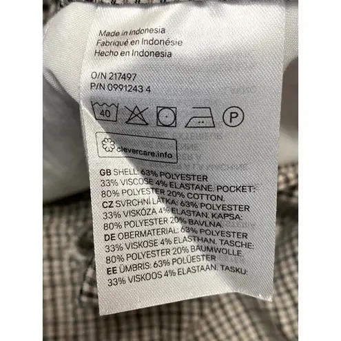 H&M  Cream Plaid Checkered High Rise Drawstring Skinny Ankle Trousers Pants Sz L