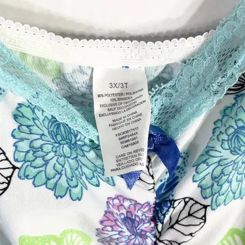 Avon Plus Size 3X Sleep Tank Top Blue White Lace Butterflies Stretch 140