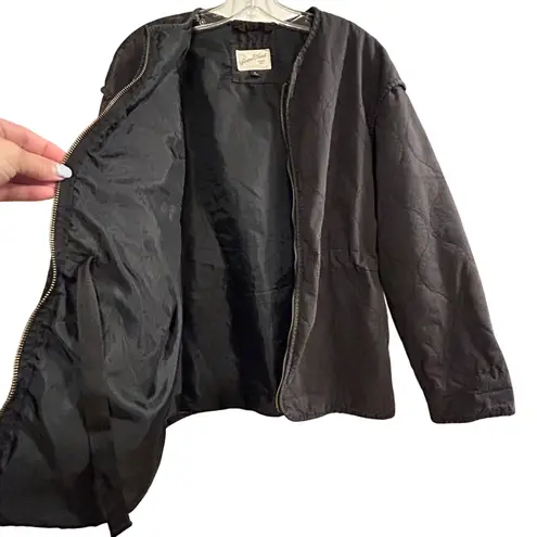 Universal Threads Universal Thread Quilted Jacket Women Medium Black Collared Zipper Cotton Blend