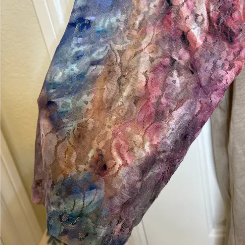 Southern Grace Deer Print Lace Raglan Top XL Boho Western Cabincore NWT