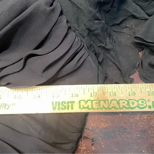 Casadei 1980s Black Ruched Turquoise Sequined Gatsby Deco Flapper Dress Cape 12