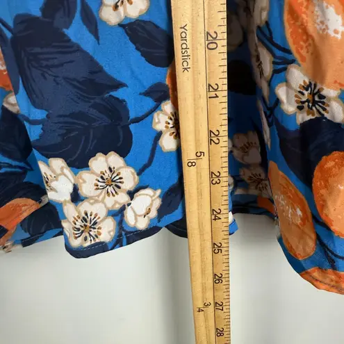 Ann Taylor Top Women's XL Blue Orange Citrus Blossom V
