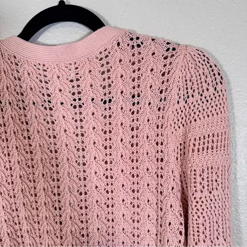 Wilfred  Pink Crochet Open Knit Cardigan Sweater Womens M Fall Coquette Delicate