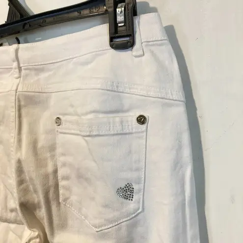 Twin Set junior ladies 16 solid white heart embellish super stretch skinny jeans Size 28