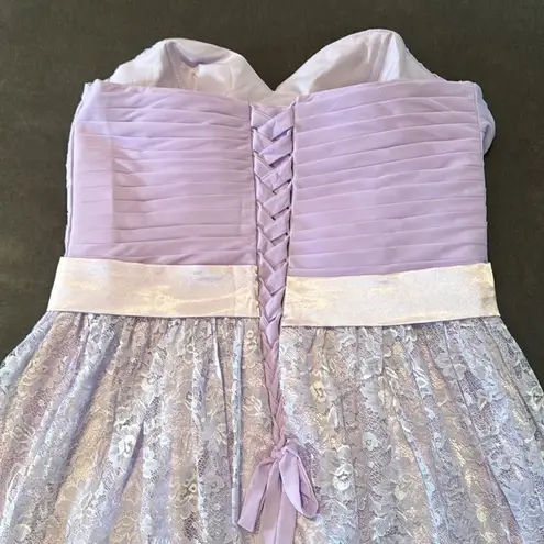 Women’s Short Purple Chiffon & Lace Prom Party Homecoming Dress Corset Size 18