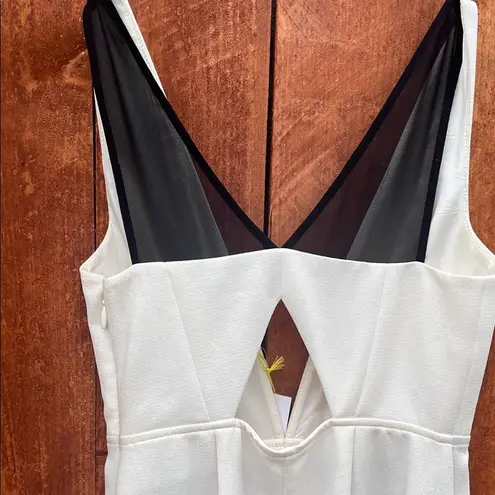 BCBGeneration  White Ribbed V-Neck Jumpsuit