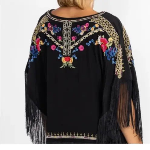 Johnny Was Embroidered Black Floral Women's Top