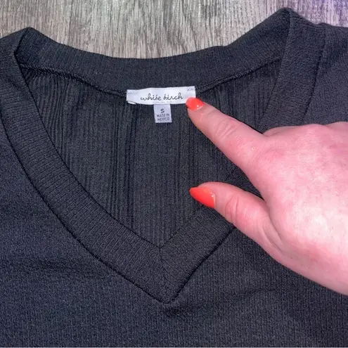 White Birch Black Ribbed Bodysuit Size Small V Neck