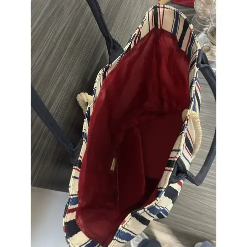 Bloomingdales Tote Canvas Cotton Large Striped Hand Bag Shoulder Bag