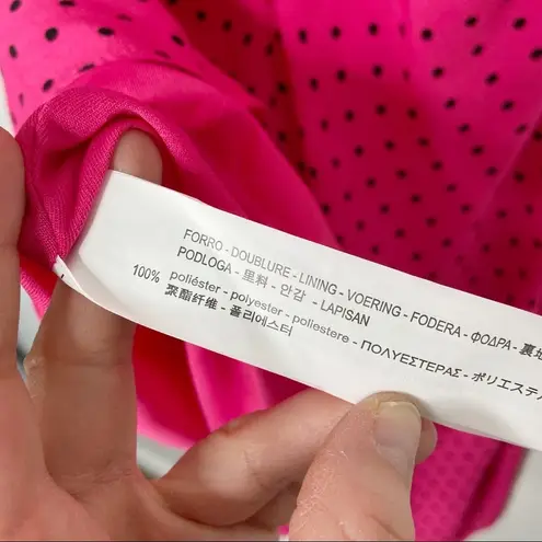 ZARA  Trafaluc Bright Pink Polka Dot Ruched Asymmetrical Dress