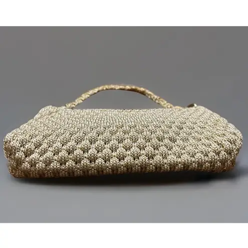 The Sak Original Crochet Knit Purse Gold Woman's Shoulder Bag Handbag metallic
