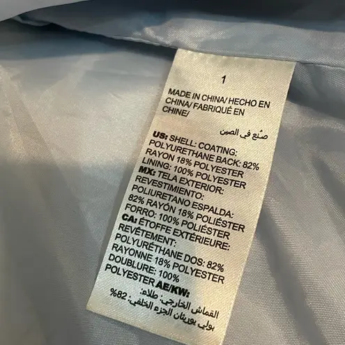 Chico's Chico’s light blue silver zipper faux leather motorcycle jacket coat womans M