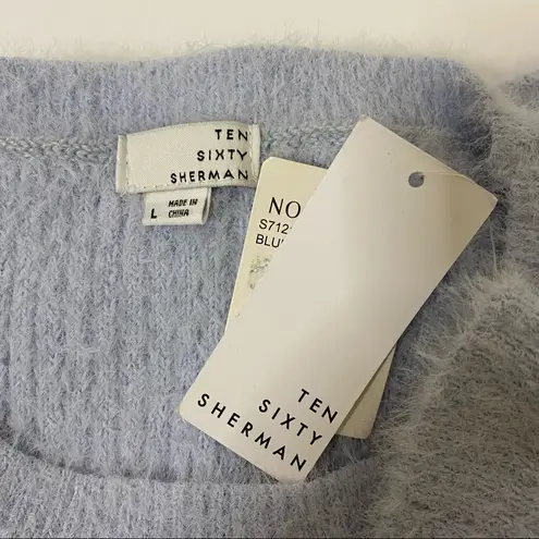 Ten Sixty Sherman Blue Feather Fuzzy Crew Neck Sweater Size Large NWT