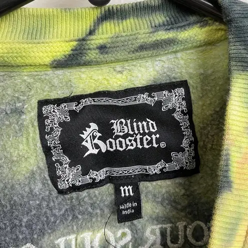 Blind Rooster Sweatshirt Medium Pullover Tie Dye Floral Embroidered Soul On Fire Blue