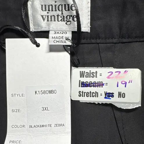 Unique Vintage Zebra Print Shorts High Waist Cotton Black White 3XL
