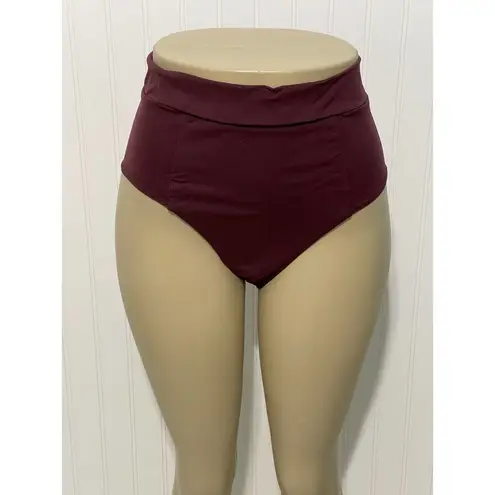 Vitamin A Womens Elena High Waisted Bikini Bottom Bathing Suit Swim Burgundy 14