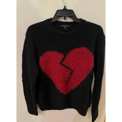 AllSaints Luv Heart Intarsia Crewneck Sweater