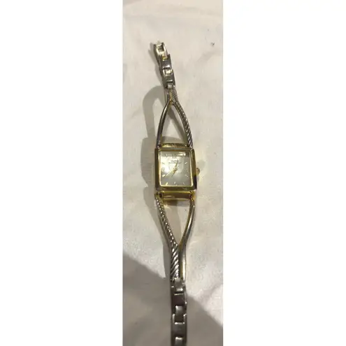 Gloria Vanderbilt Square Face Two Tone Bracelet Tank Watch Women