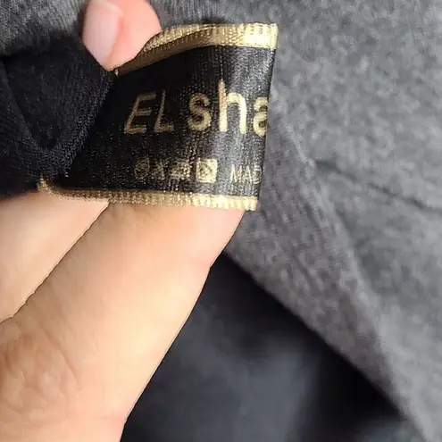 El Shaddai Women'sĀ Long SleeveāGray Shirt With Embroidered Pearls SizeāLarge Black