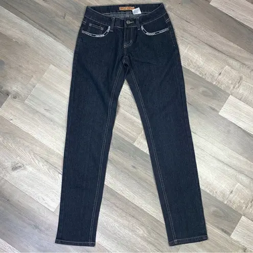 Blu Rein Rhinestone Embellished Low Rise Skinny Jeans Blue Juniors 5 Size undefined