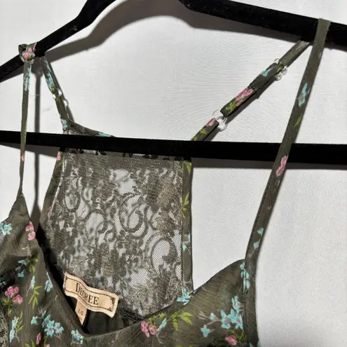 Decree Olive Green Floral Ruffle Lace Fairy Grunge Cami Racerback Tank Top Cottage L