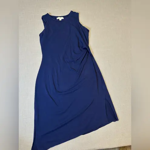 Michael Kors   Navy PULLOVER FIT & FLARE JERSEY DRESS Asymmetrical Hem Large