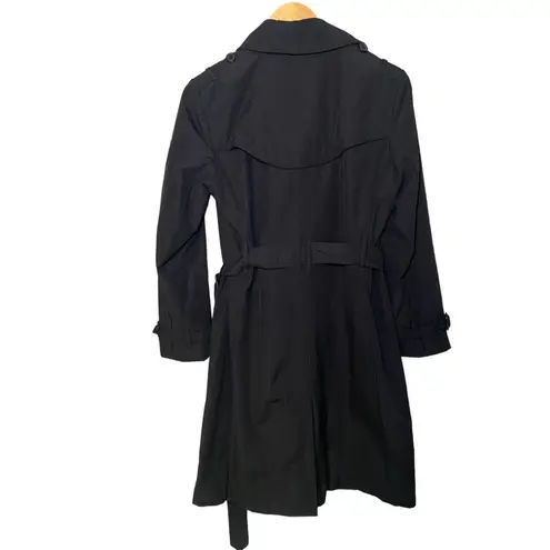 Norma Kamali  Trench Coat Jacket Womens Black‎ Double Breasted Belted Size Medium