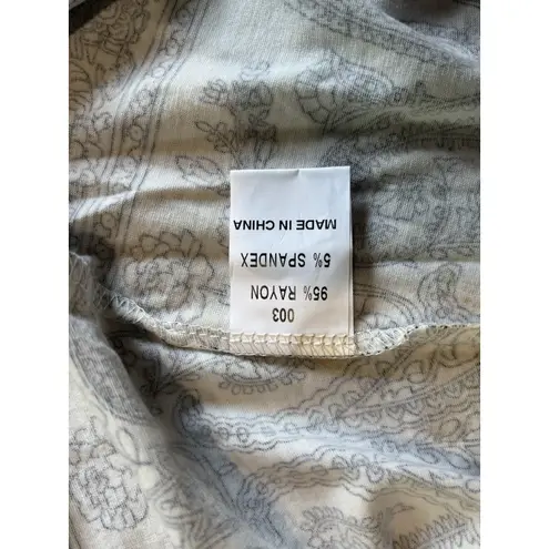 Allegrace White/Blk Paisley V Neck Short Sleeve Size 3XL Flowy Boho Plus Black