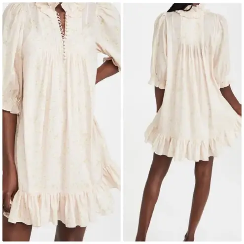 Rebecca Taylor Women's Short Sleeve Adela Ruffle Dress in White Size XS